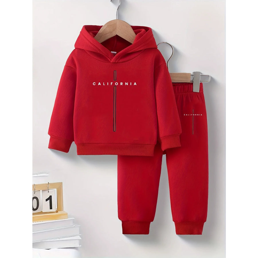 Children’s California Hoodie and Pants Set Deep Red / 9-12M Apparel and Accessories