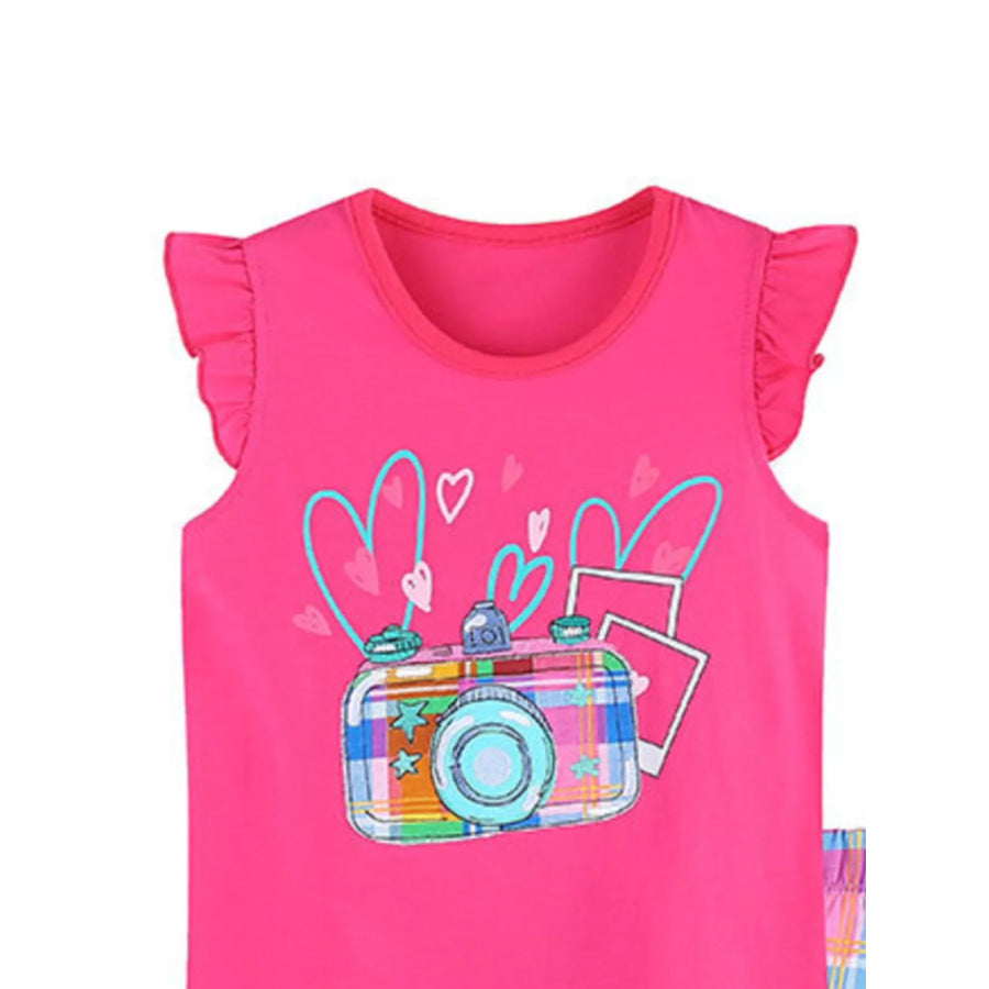 Children’s Camera Embroidered Top and Shorts Set Apparel and Accessories