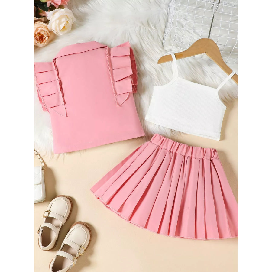 Children’s Cami & Button Detail Top & Skirt Set Apparel and Accessories
