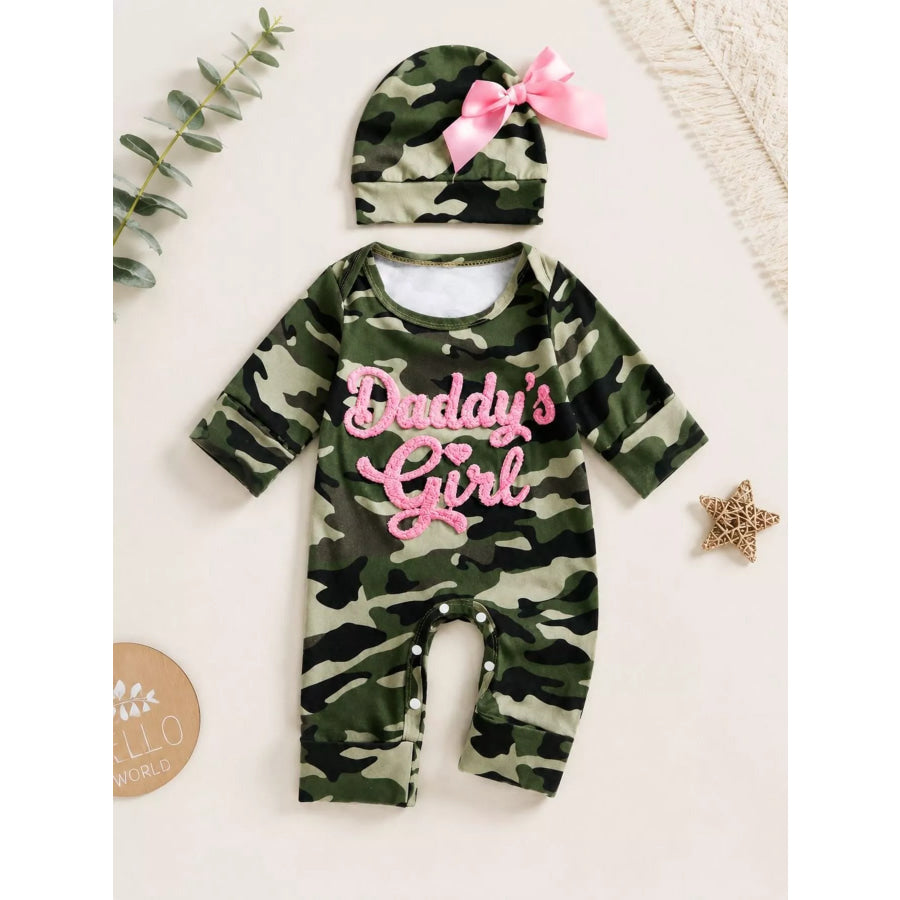 Children’s Camo Jumpsuit and Hat Set Green / 0-3M Apparel Accessories
