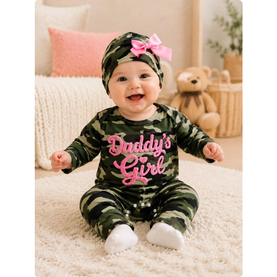 Children’s Camo Jumpsuit and Hat Set Green / 0-3M Apparel Accessories
