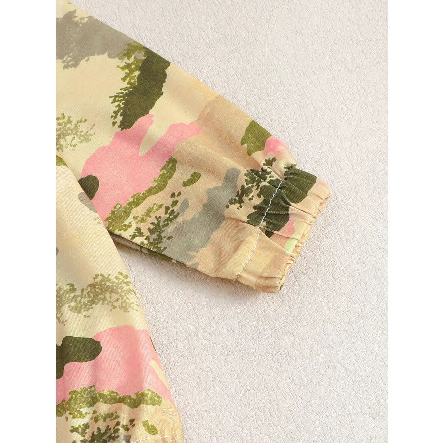 Children’s Camouflage Print Long Sleeve One-Piece with Bow Apparel and Accessories