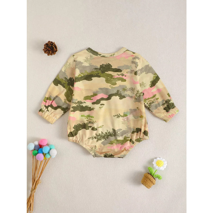 Children’s Camouflage Print Long Sleeve One-Piece with Bow Apparel and Accessories