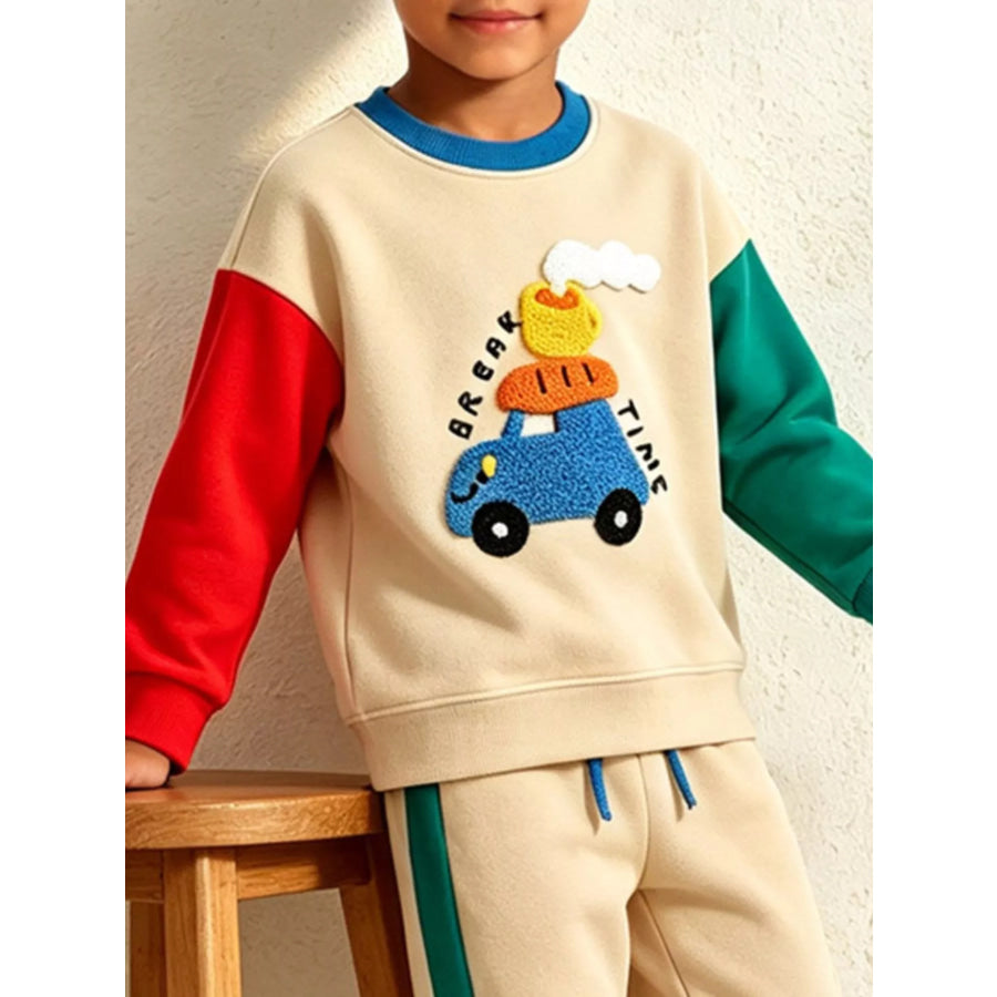 Children’s Car Applique Sweatshirt and Jogger Set Apparel Accessories