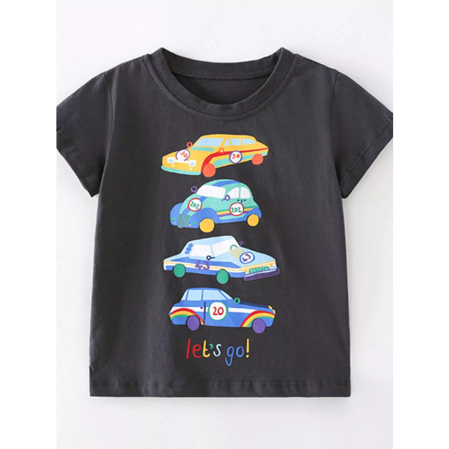 Children’s Car Graphic Short Sleeve T-Shirt Black / 3Y Apparel and Accessories