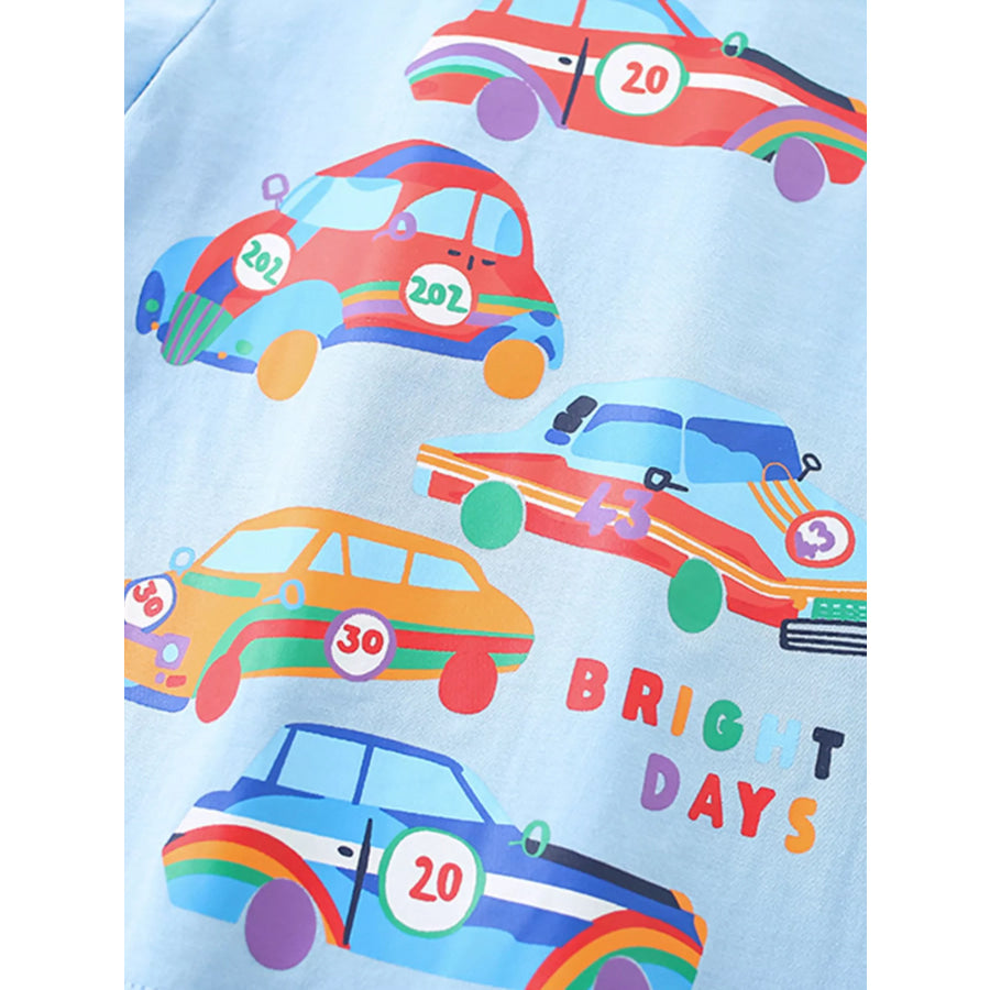 Children’s Car Print Crew Neck Short Sleeve T-Shirt Apparel and Accessories