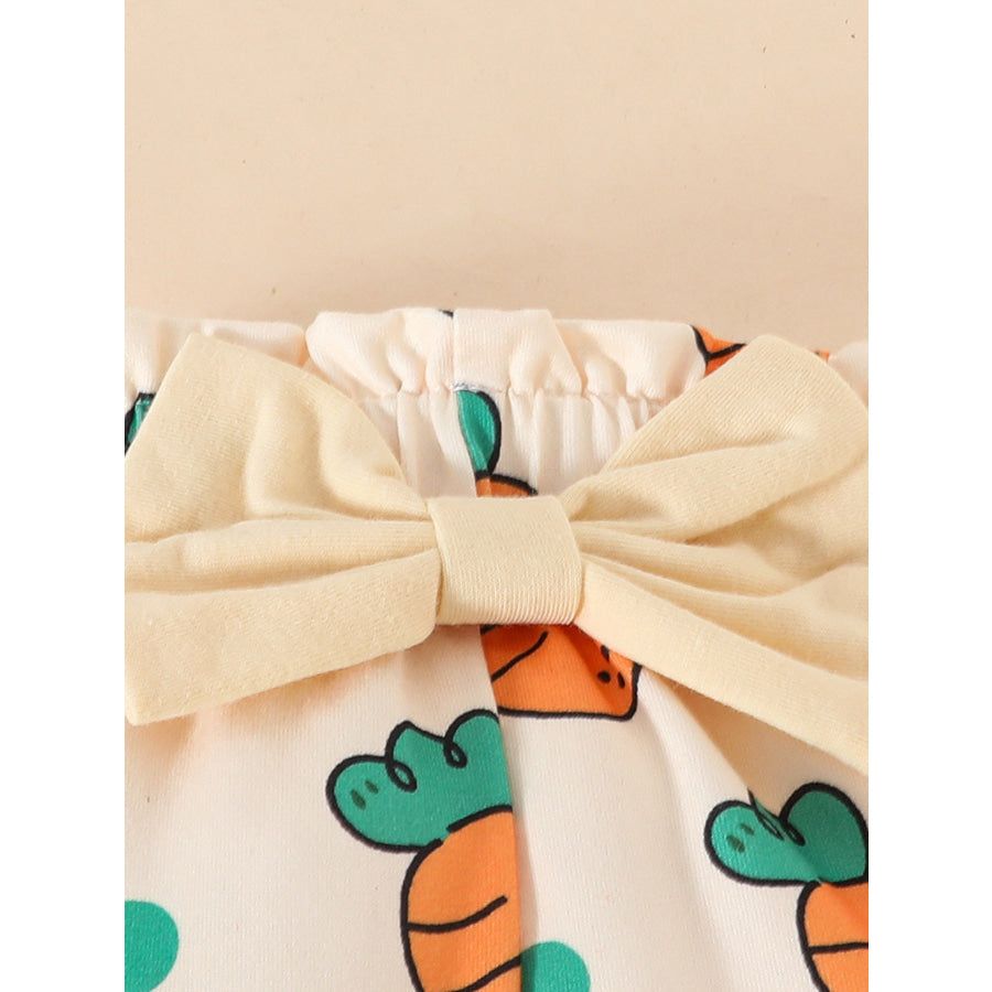 Children’s Carrot Print Bodysuit and Pants Set with Headband Apparel and Accessories