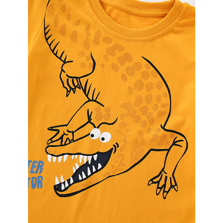 Children’s Cartoon Alligator Print Short Sleeve T-Shirt Apparel and Accessories