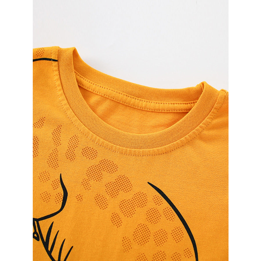 Children’s Cartoon Alligator Print Short Sleeve T-Shirt Apparel and Accessories