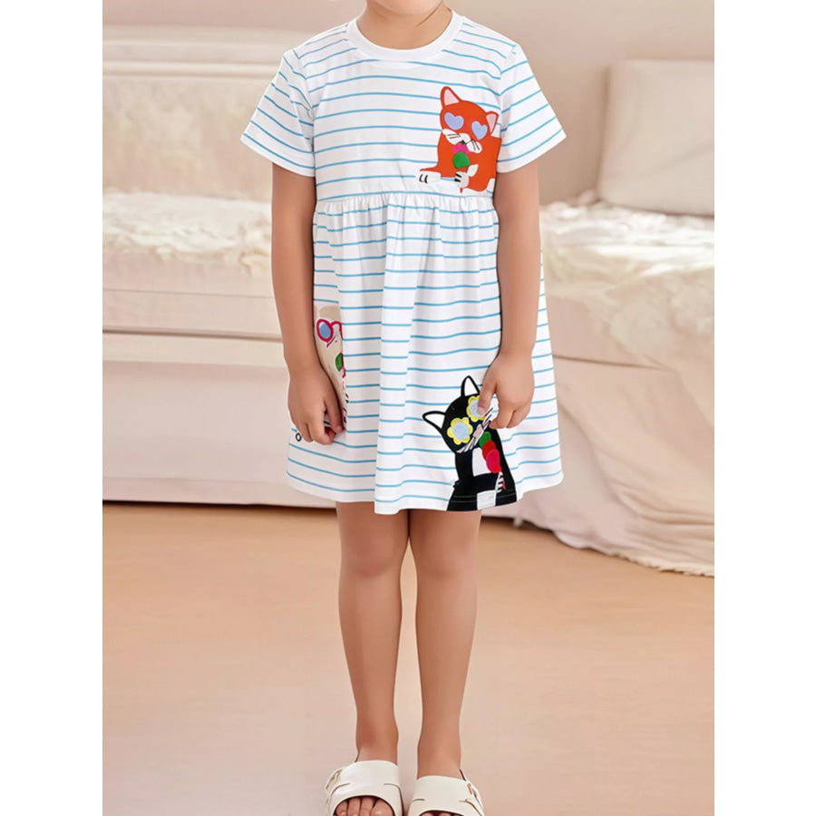Children’s Cartoon Animal Casual Dress White / 2Y Apparel and Accessories