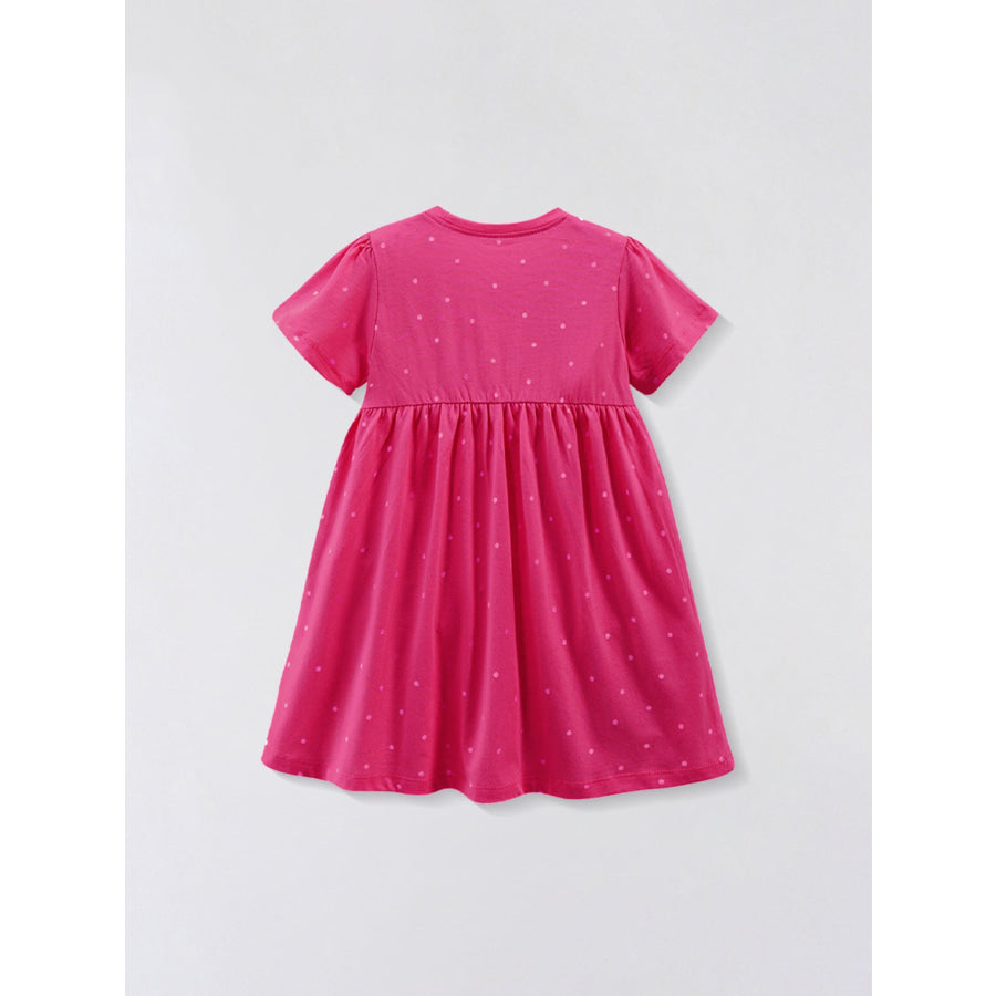 Children’s Cartoon Animal Embroidered Polka Dot Dress Apparel and Accessories