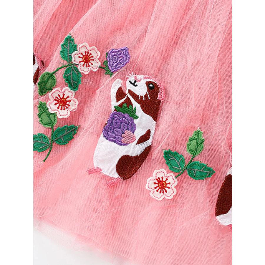 Children’s Cartoon Animal Embroidered Tulle Dress Apparel and Accessories