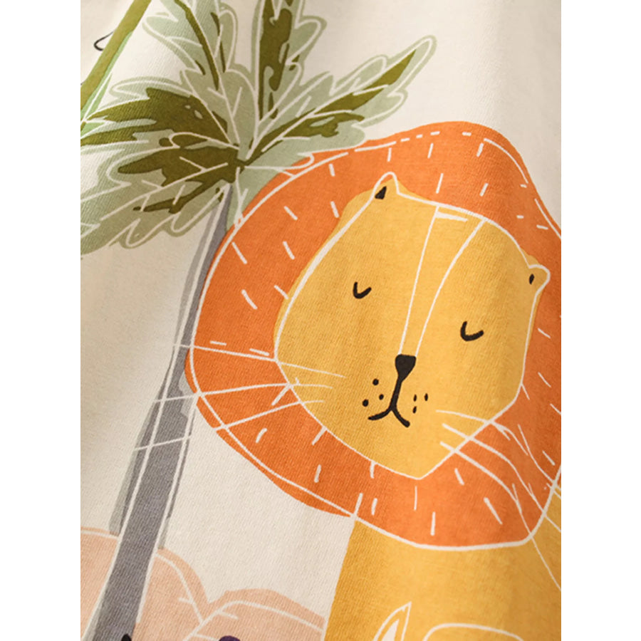 Children’s Cartoon Animal Graphic Short Sleeve T-Shirt Apparel and Accessories