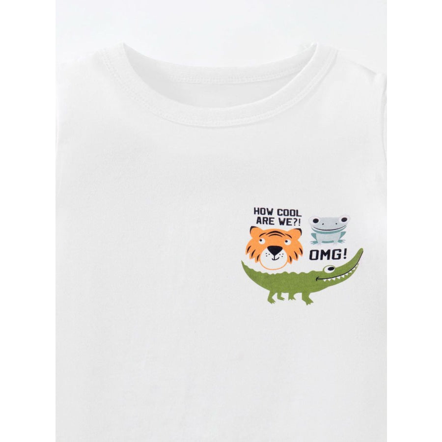 Children’s Cartoon Animal Graphic Short Sleeve Tee Apparel and Accessories