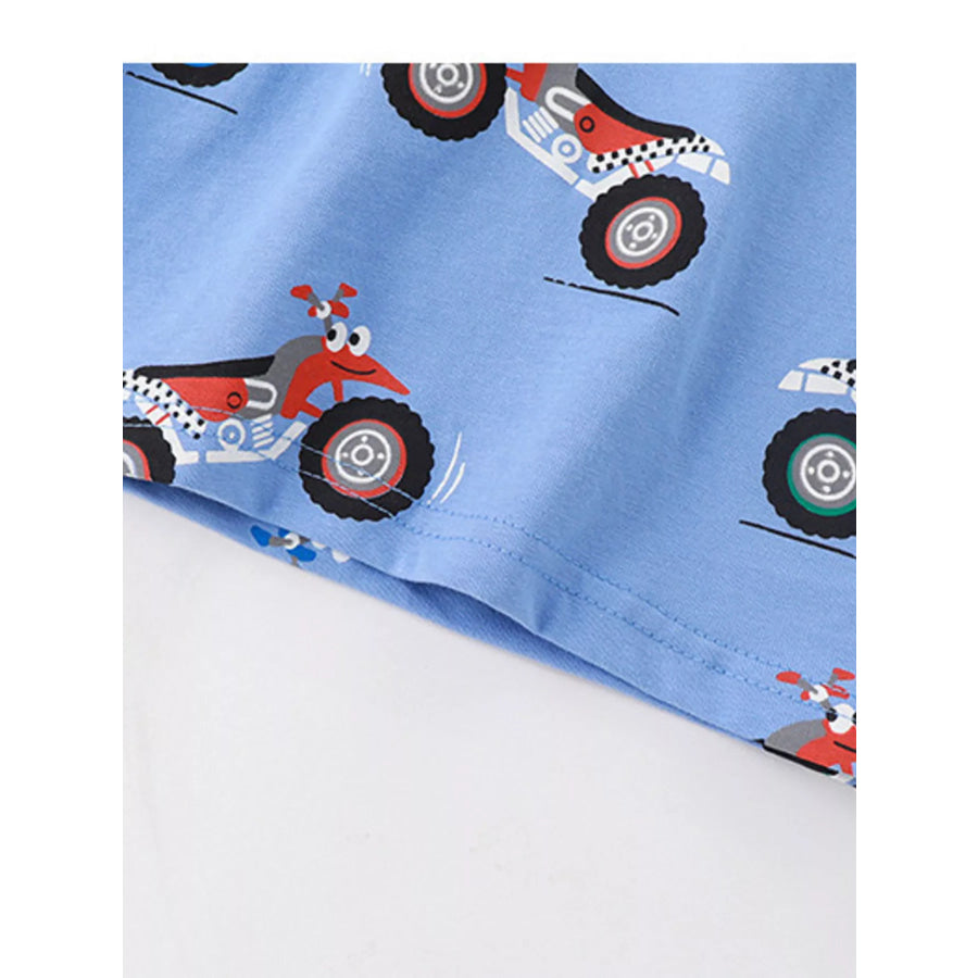 Children’s Cartoon ATV Print Tee and Shorts Set Apparel and Accessories