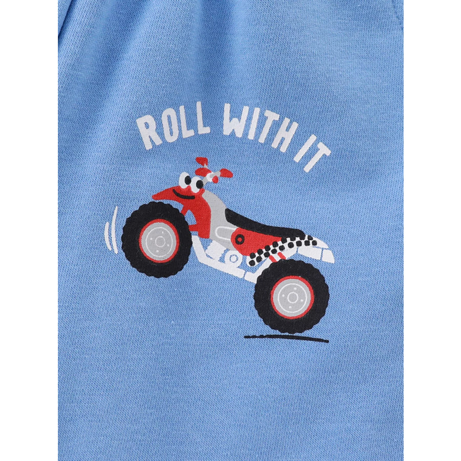 Children’s Cartoon ATV Print Tee and Shorts Set Apparel and Accessories