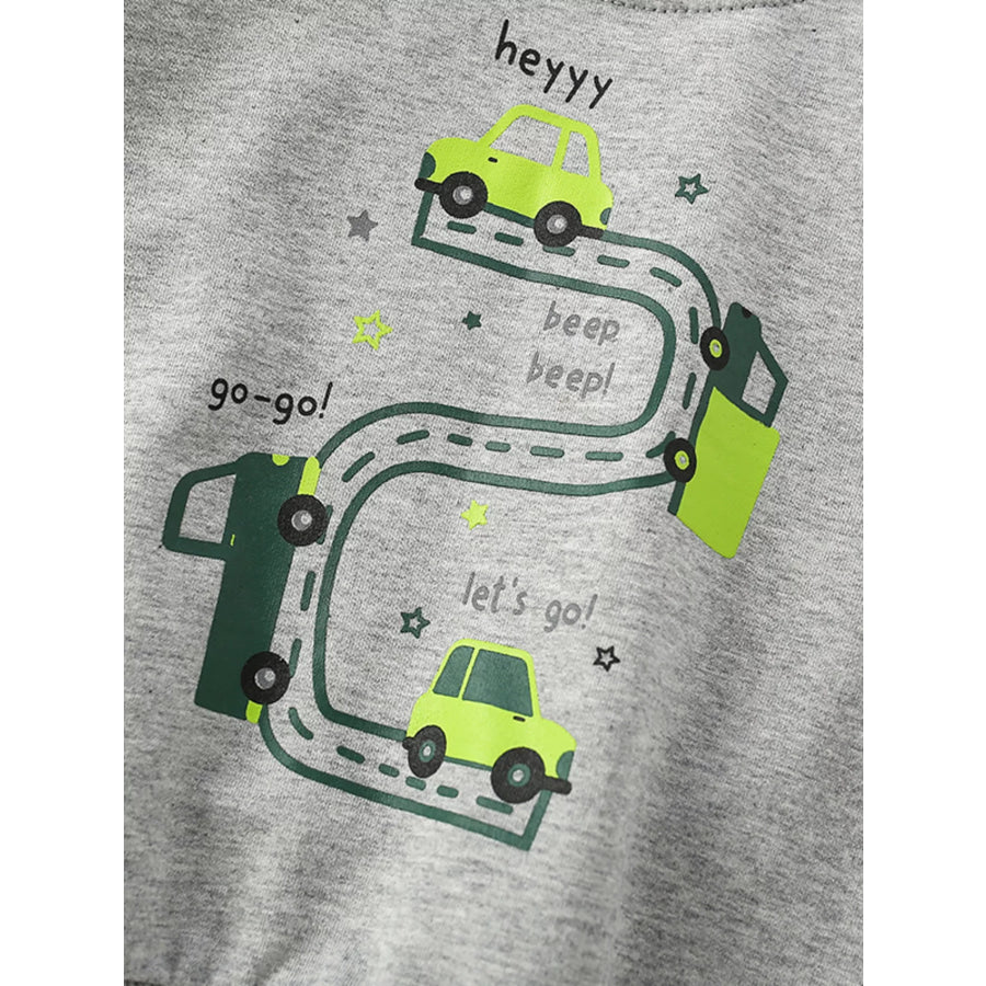Children’s Cartoon Car Crew Neck Sweatshirt Apparel and Accessories