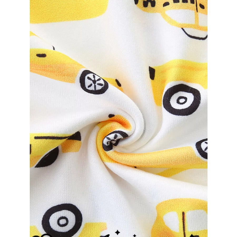 Children’s Cartoon Car Print Short Sleeve Pajama Set Apparel and Accessories