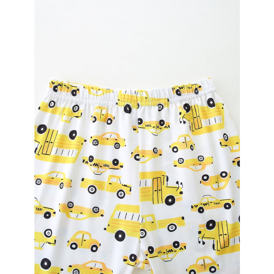Children’s Cartoon Car Print Short Sleeve Pajama Set Apparel and Accessories