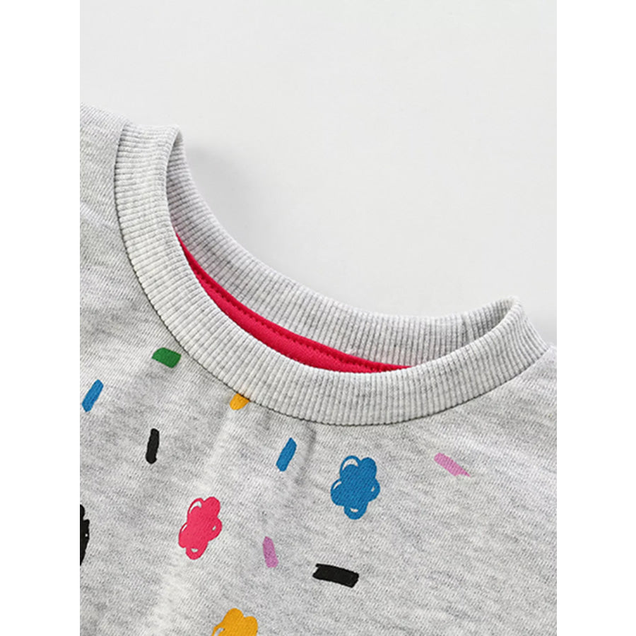 Children’s Cartoon Cat Crew Neck Sweatshirt Apparel and Accessories