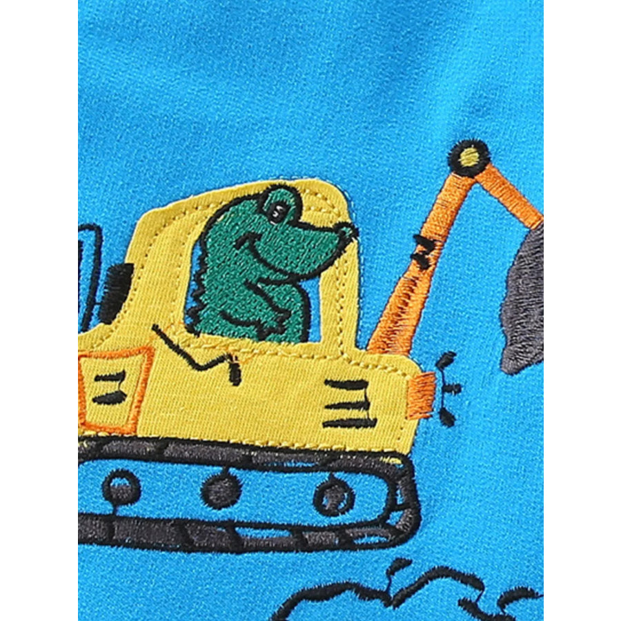 Children’s Cartoon Construction Vehicle Embroidered Casual Shorts Apparel and Accessories