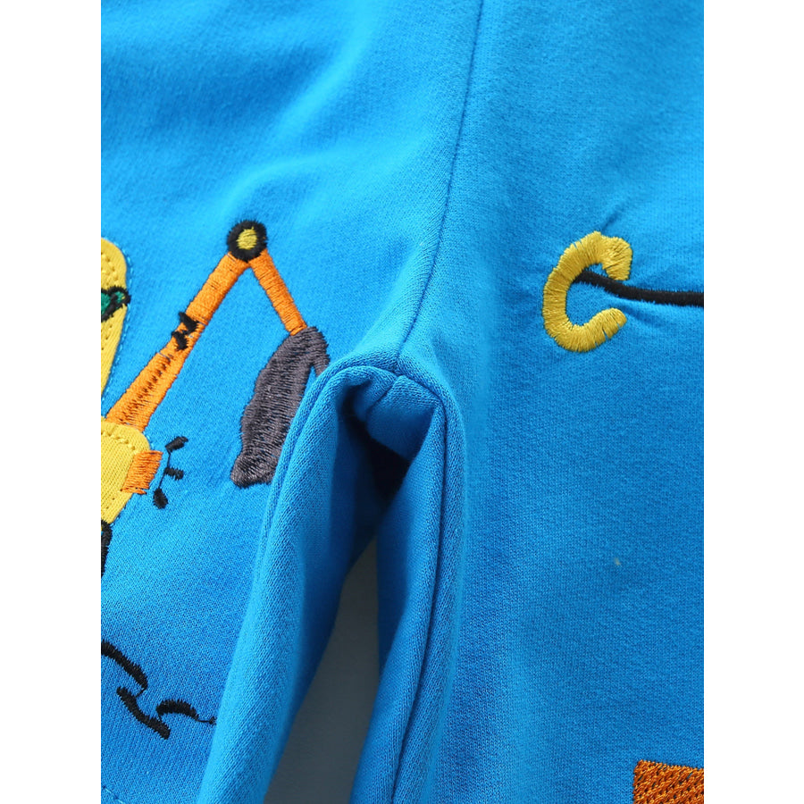 Children’s Cartoon Construction Vehicle Embroidered Casual Shorts Apparel and Accessories