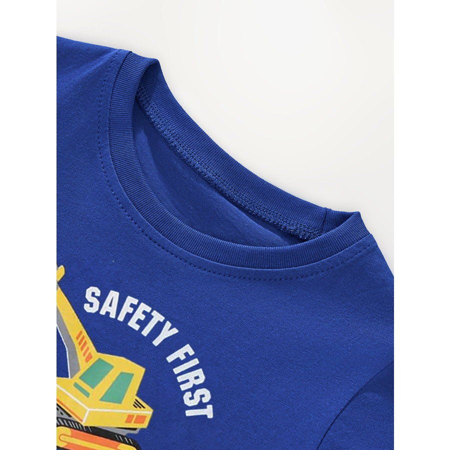 Children’s Cartoon Construction Vehicle Graphic Tee Apparel and Accessories