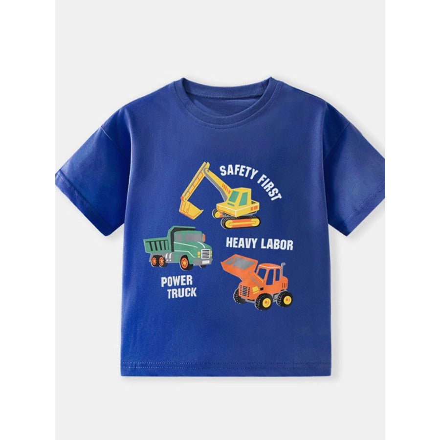 Children’s Cartoon Construction Vehicle Graphic Tee Apparel and Accessories