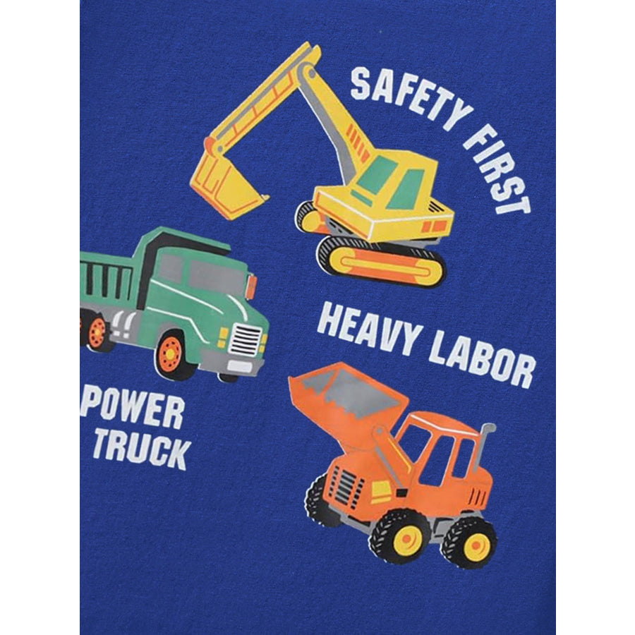 Children’s Cartoon Construction Vehicle Graphic Tee Apparel and Accessories