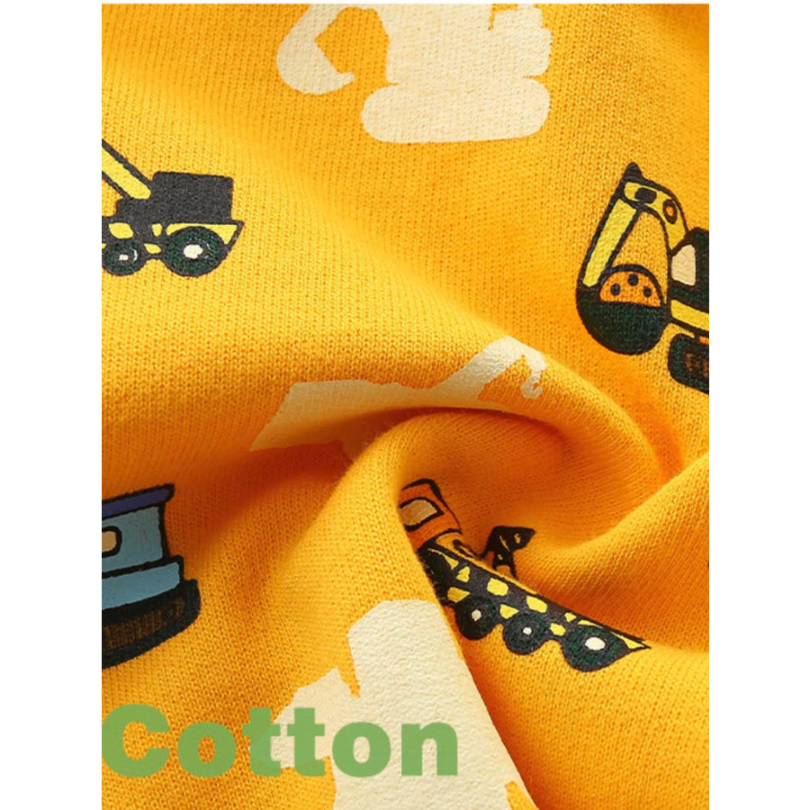 Children’s Cartoon Construction Vehicle Print Casual Shorts Apparel and Accessories
