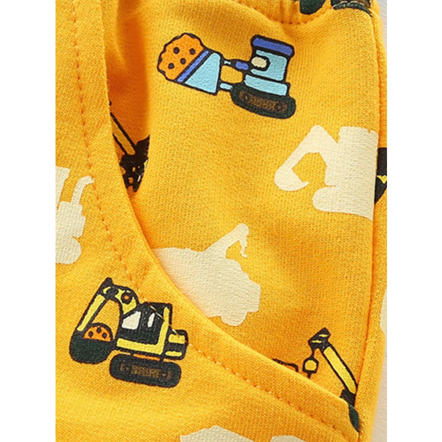 Children’s Cartoon Construction Vehicle Print Casual Shorts Apparel and Accessories