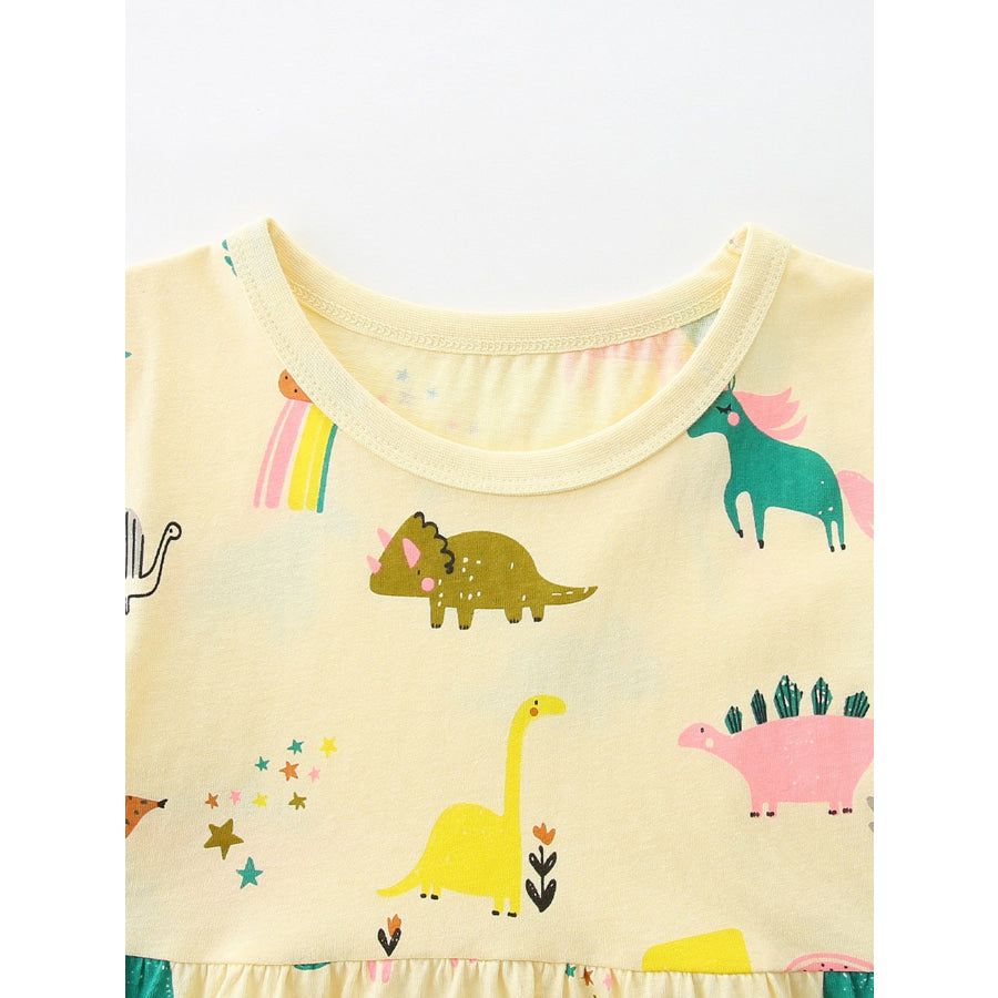 Children’s Cartoon Dinosaur Print Casual Dress Apparel and Accessories