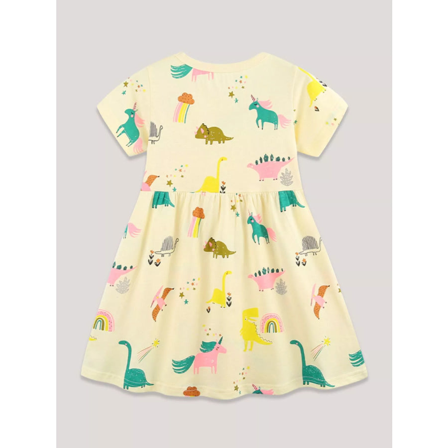 Children’s Cartoon Dinosaur Print Casual Dress Apparel and Accessories