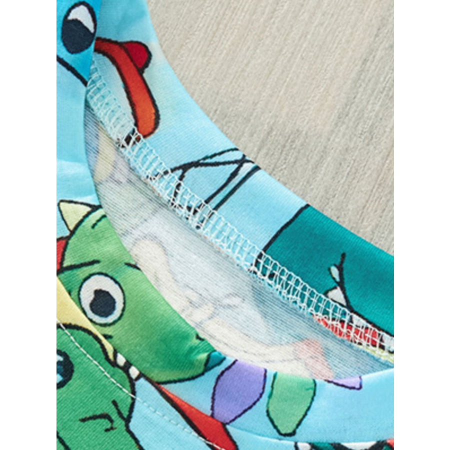 Children’s Cartoon Dinosaur Print Tee and Shorts Set Apparel and Accessories