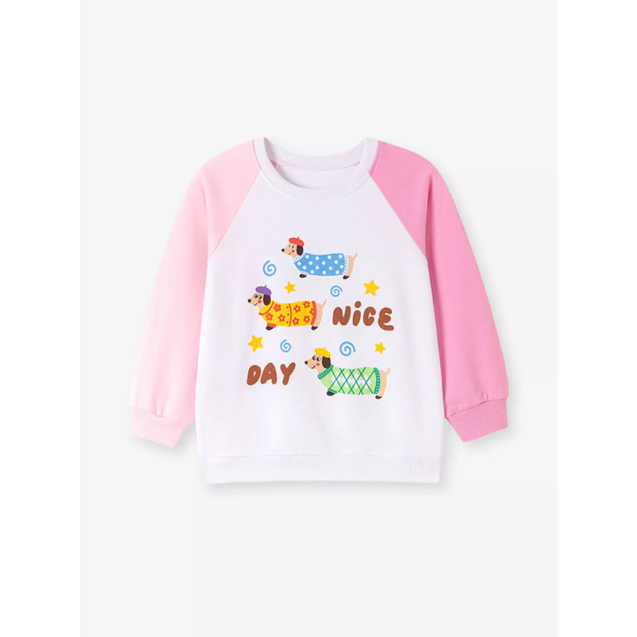 Children’s Cartoon Dog Raglan Sleeve Sweatshirt Apparel and Accessories