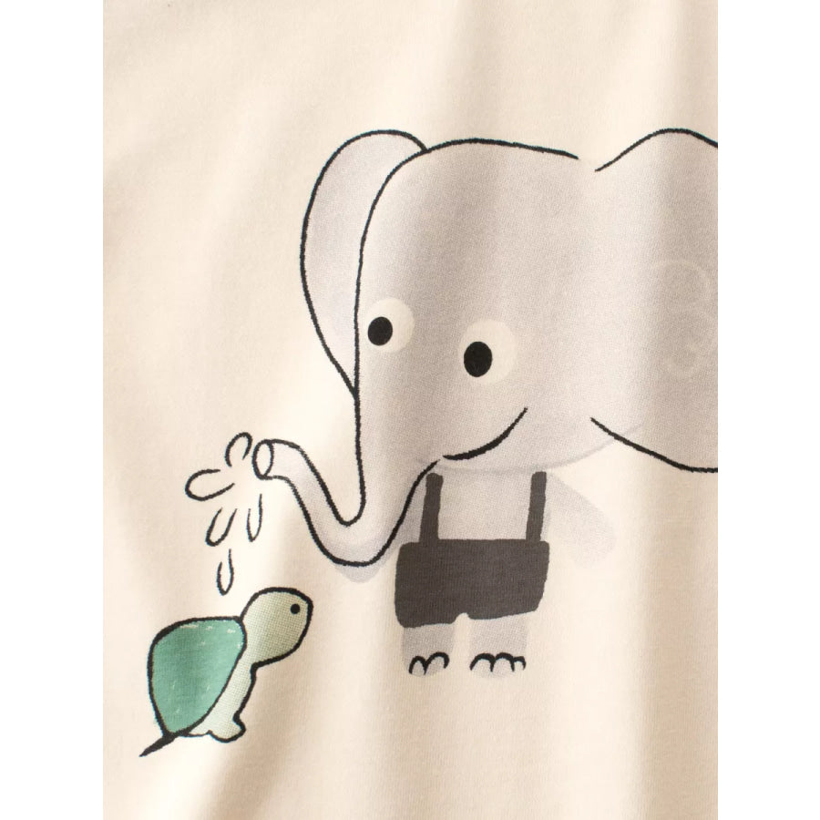 Children’s Cartoon Elephant Round Neck T-Shirt Apparel and Accessories
