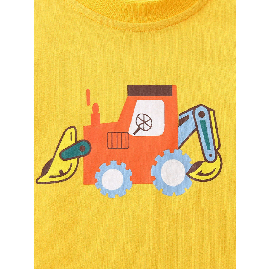 Children’s Cartoon Excavator Long Sleeve T-Shirt Apparel and Accessories