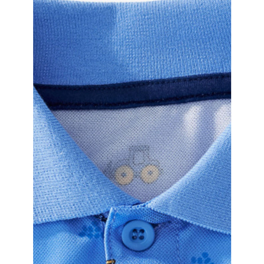 Children’s Cartoon Excavator Print Short Sleeve Polo T-Shirt Apparel and Accessories