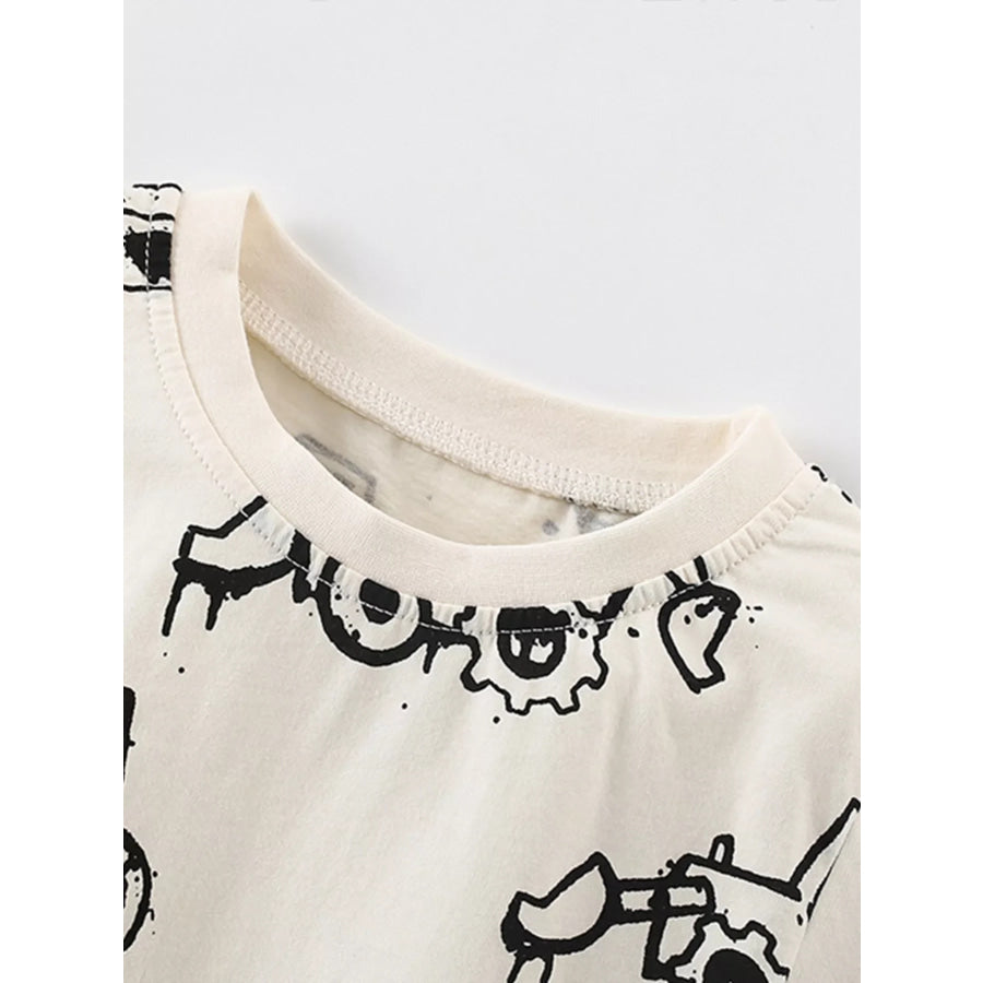 Children’s Cartoon Excavator Print Short Sleeve T-Shirt Apparel and Accessories