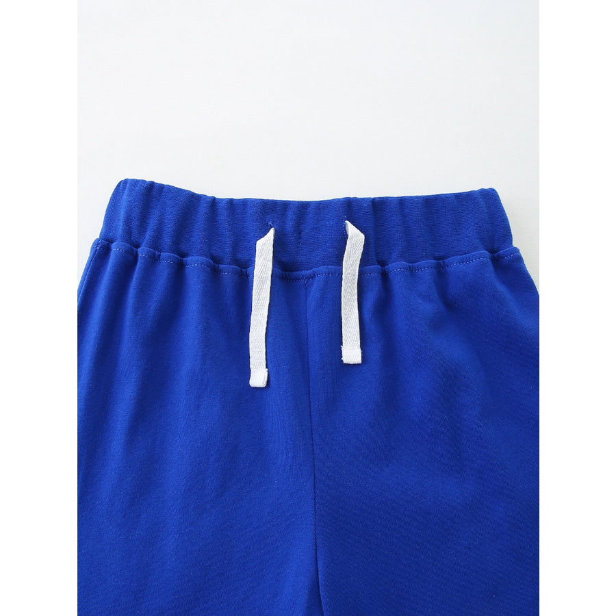 Children’s Cartoon Excavator Print Tee and Shorts Set Apparel and Accessories