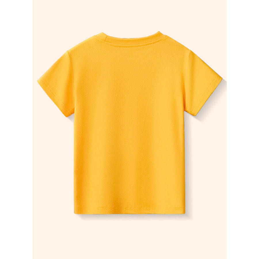 Children’s Cartoon Firefighter Graphic Short Sleeve T-Shirt Apparel and Accessories