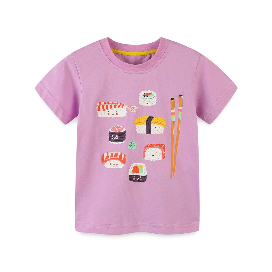 Children’s Cartoon Fruit Print Short Sleeve T-Shirt Apparel and Accessories