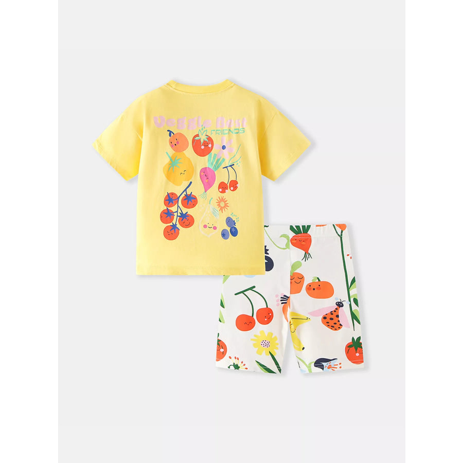 Children’s Cartoon Fruit Tee and Shorts Set Apparel and Accessories