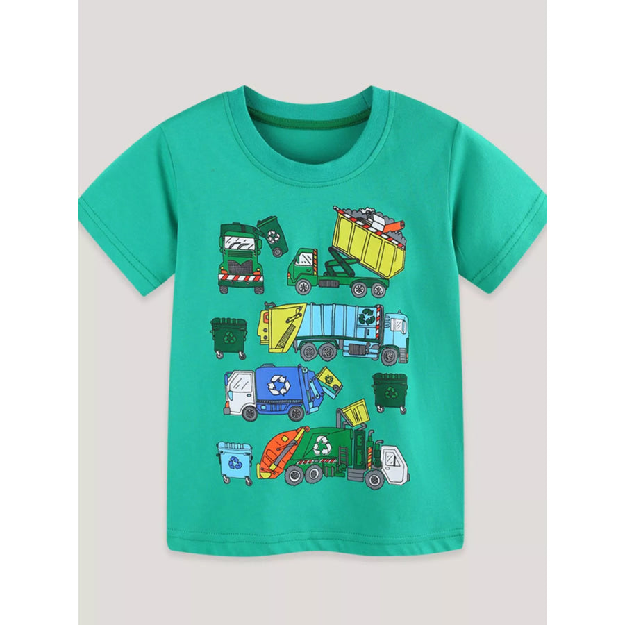 Children’s Cartoon Garbage Truck Graphic Tee Apparel and Accessories