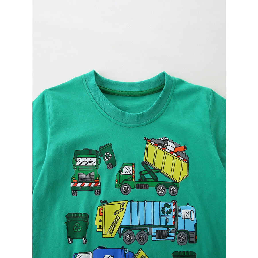 Children’s Cartoon Garbage Truck Graphic Tee Apparel and Accessories