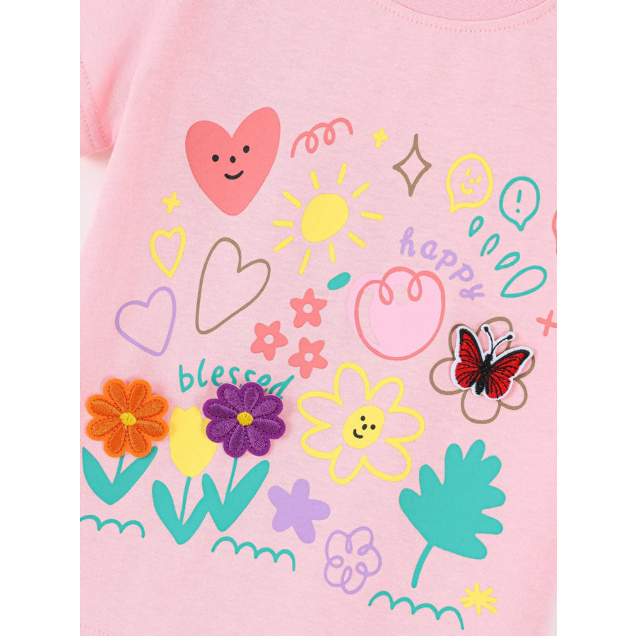 Children’s Cartoon Graphic Short Sleeve T-Shirt Apparel and Accessories