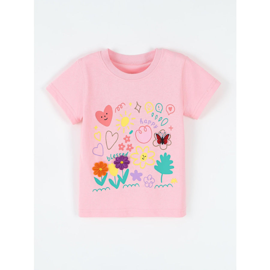 Children’s Cartoon Graphic Short Sleeve T-Shirt Apparel and Accessories
