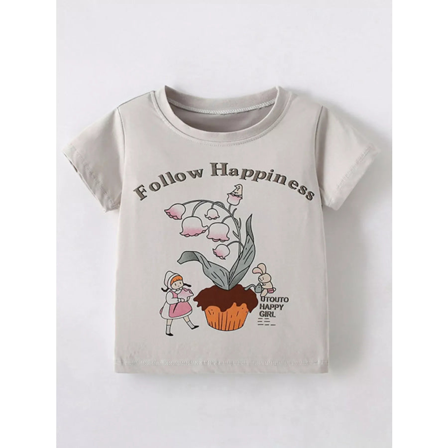 Children’s Cartoon Graphic Short Sleeve T-Shirt Gray / 3Y Apparel and Accessories
