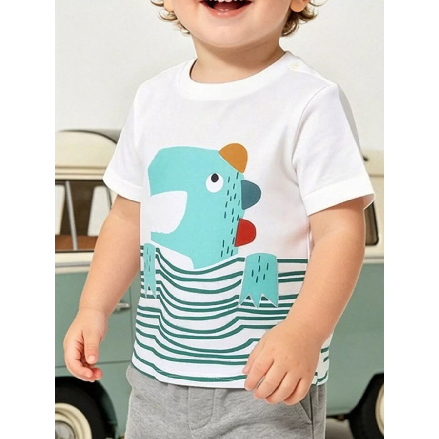 Children’s Cartoon Graphic Short Sleeve T-Shirt White / 2Y Apparel and Accessories