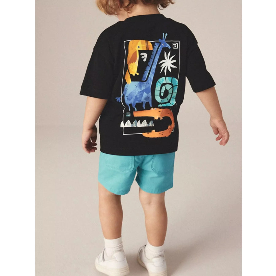 Children’s Cartoon Graphic Tee and Shorts Set Apparel and Accessories